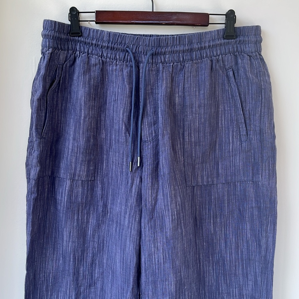 Athleta Cabo Linen Textured Blue Wide Leg Pants - Picture 6 of 14